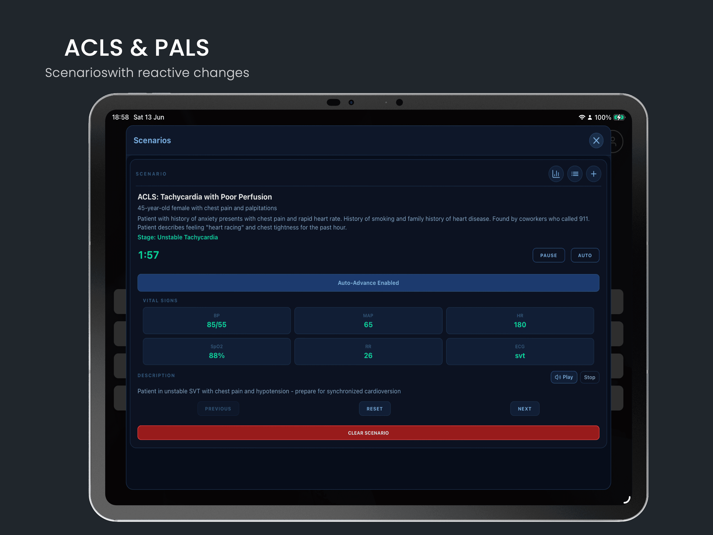 ACLS & PALS — Scenarios with reactive changes